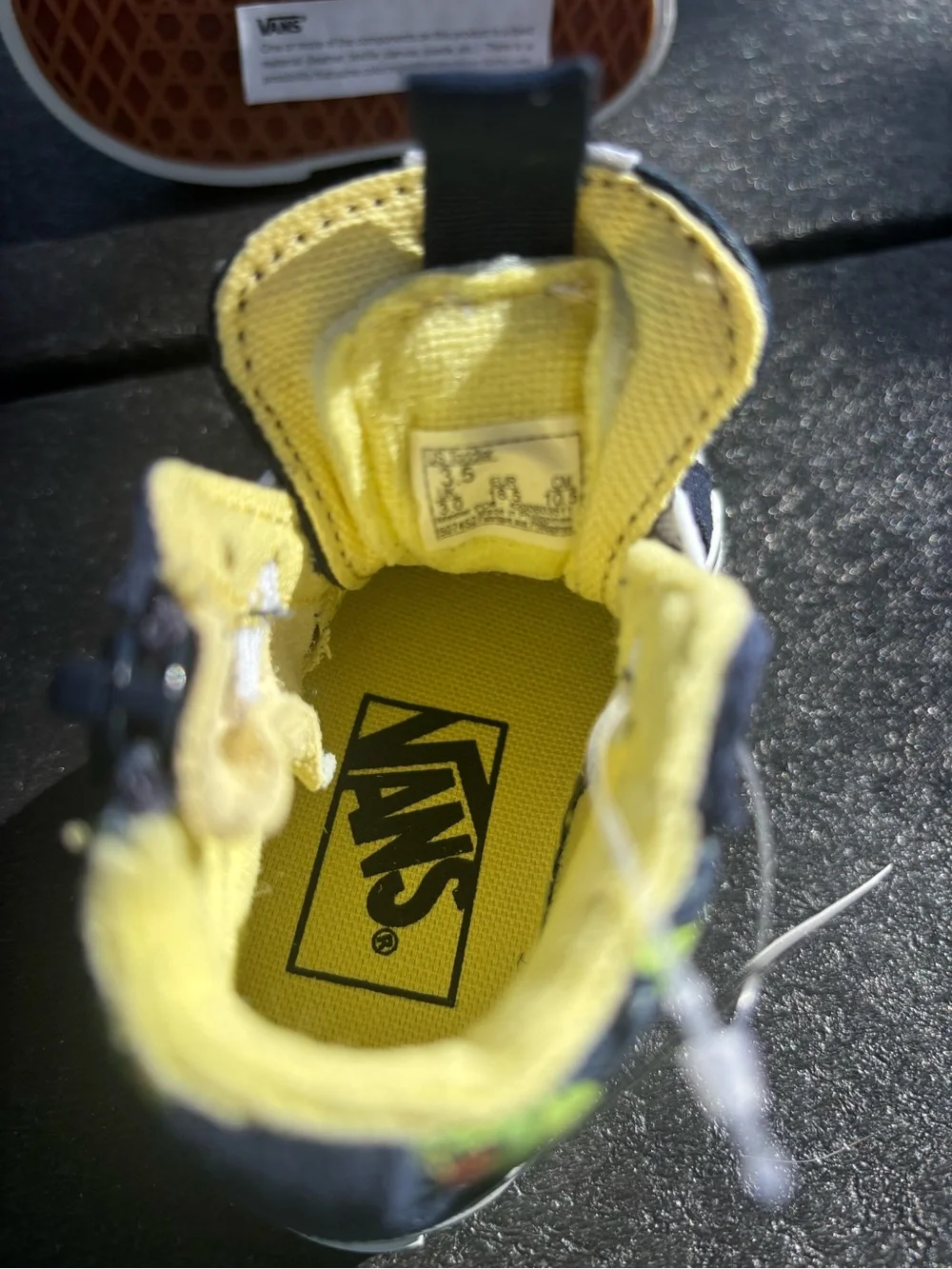 Vans Navy High-Top Sneakers with Yellow Dinosaur Accent